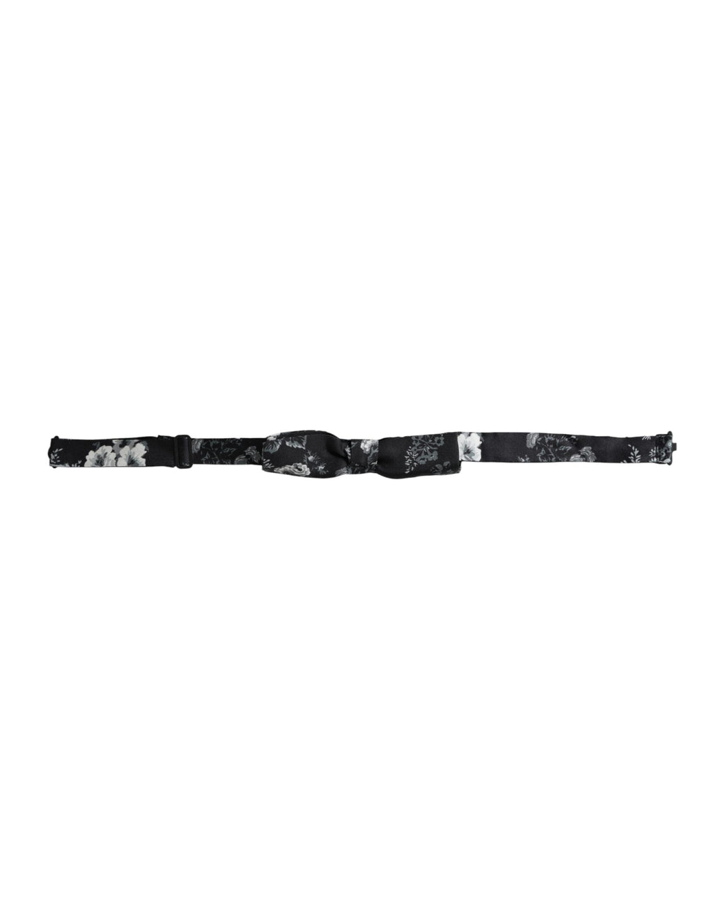 Dolce & Gabbana Dark Gray Floral Silk Adjustable Neck Men Bow Tie