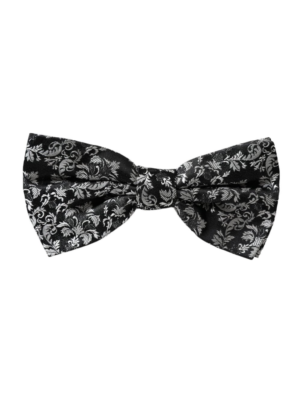 Dolce & Gabbana Dark Gray Floral Silk Adjustable Neck Men Bow Tie