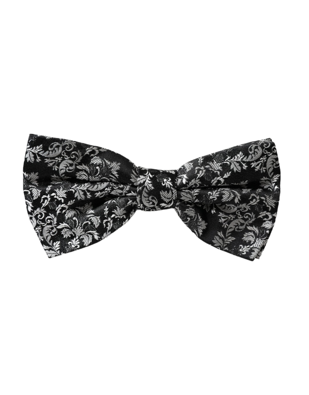Dolce & Gabbana Dark Gray Floral Silk Adjustable Neck Men Bow Tie