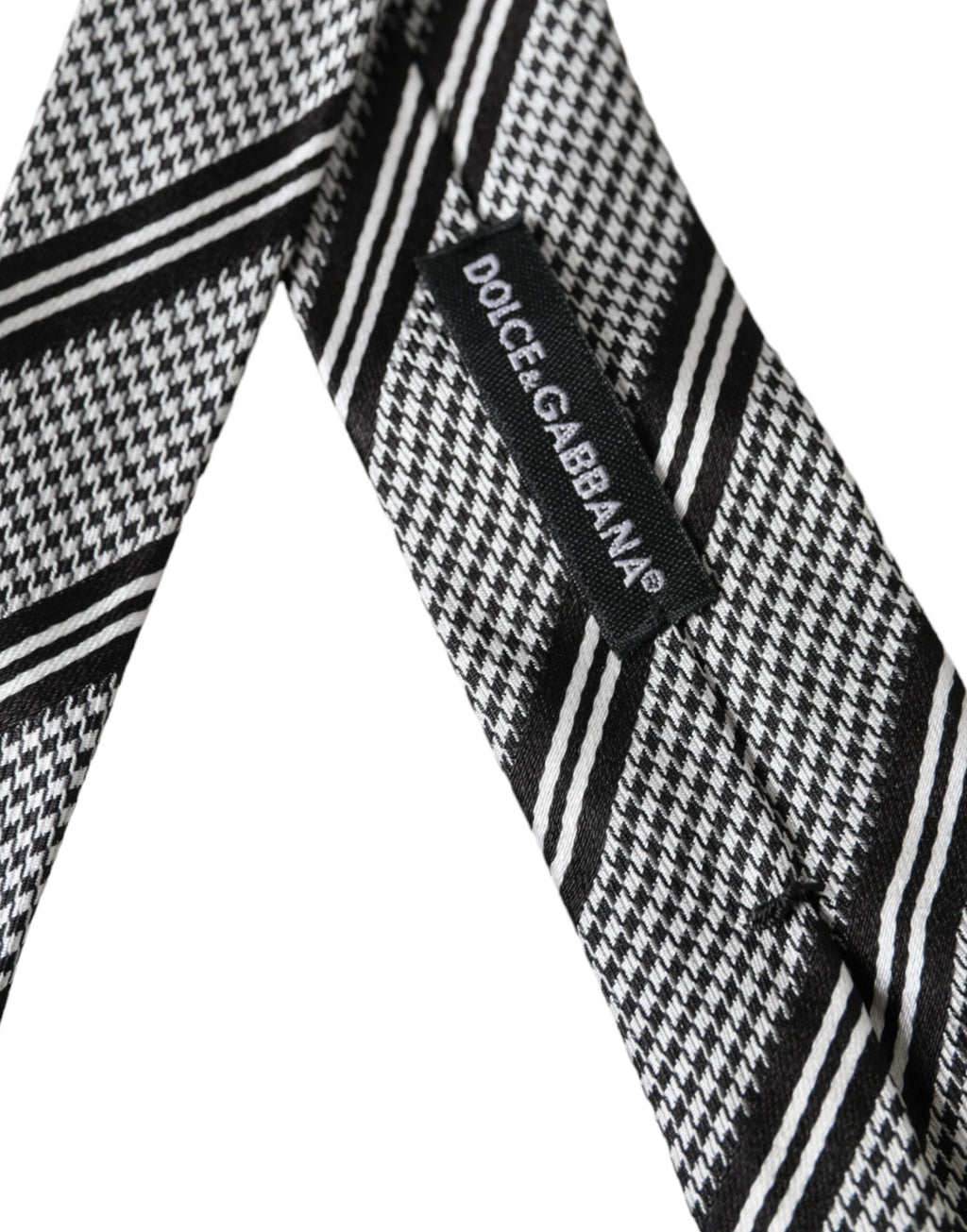 Dolce & Gabbana Dark Gray White Stripes Silk Adjustable Tie