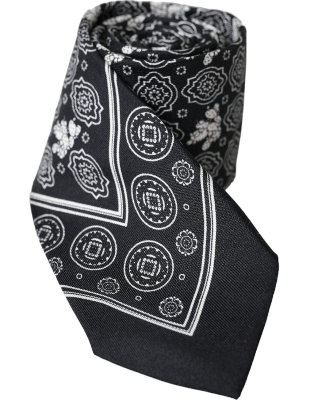 Dolce & Gabbana Dark Gray Patterned 100%Silk Adjustable Tie