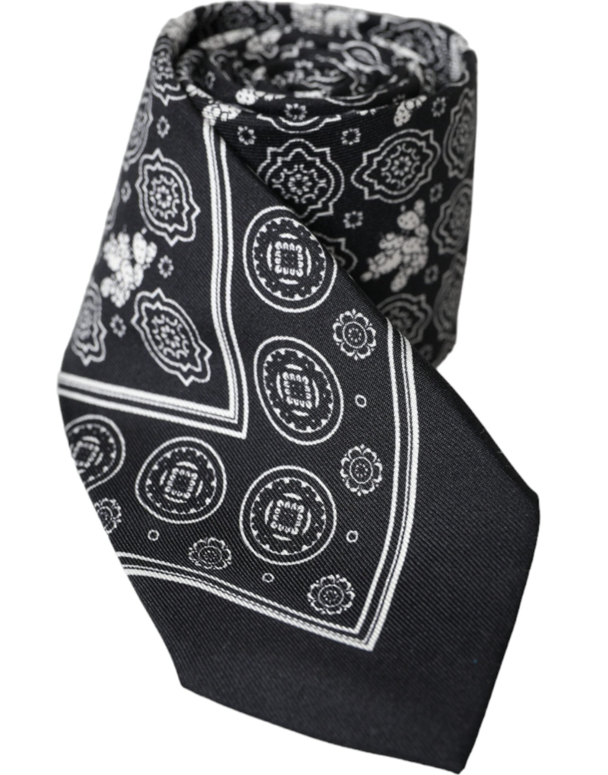 Dolce & Gabbana Dark Gray Patterned 100%Silk Adjustable Tie