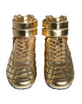 Dolce & Gabbana Gold Leather Sartoria High Top Sneakers Shoes