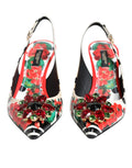 Multicolor Crystal Heels Slingback Shoes