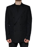 Dark Blue Linen Double Breasted Dress Blazer
