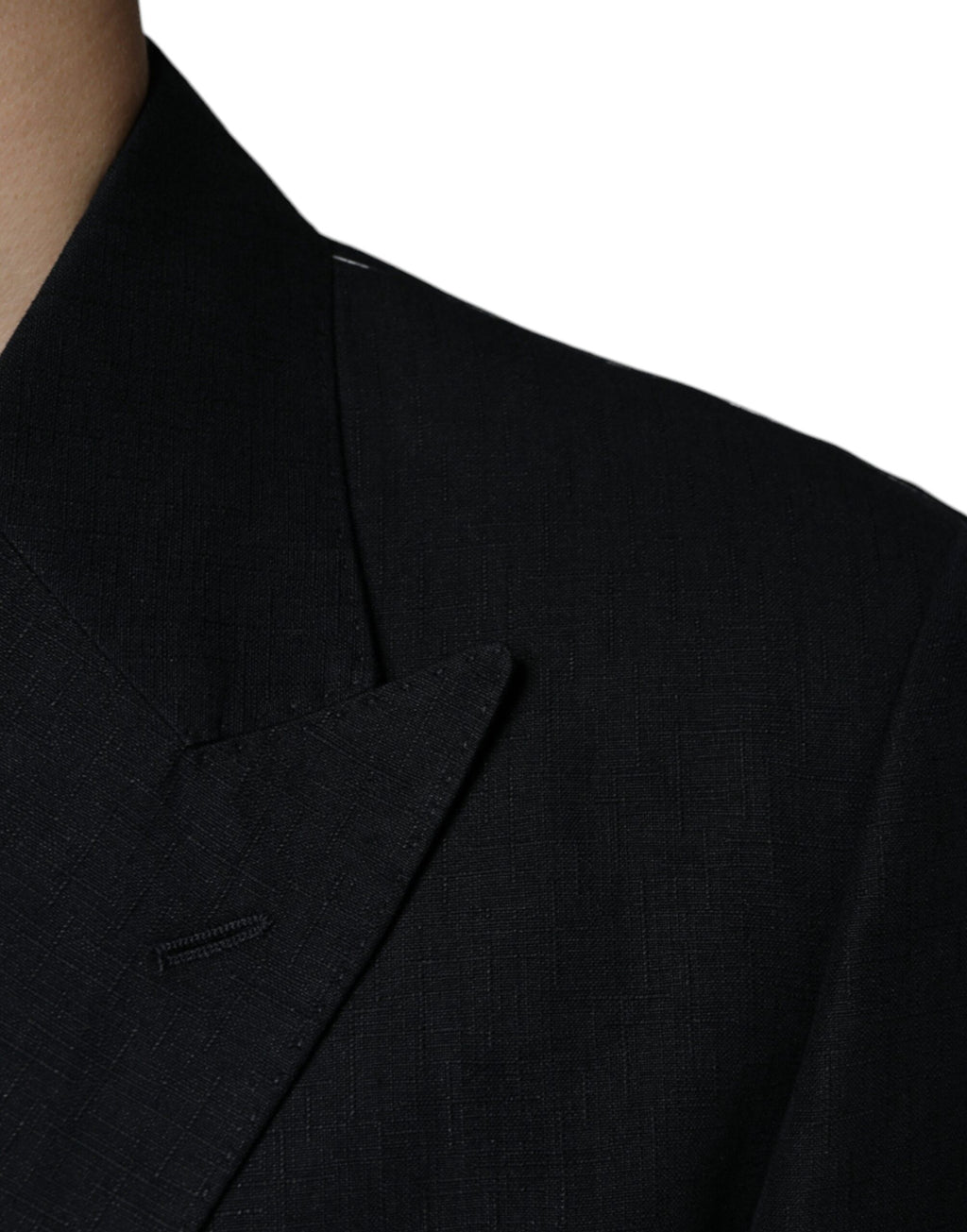 Dark Blue Linen Double Breasted Dress Blazer