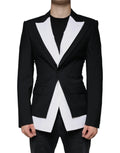 Dark Gray White Single Breasted Dress Blazer