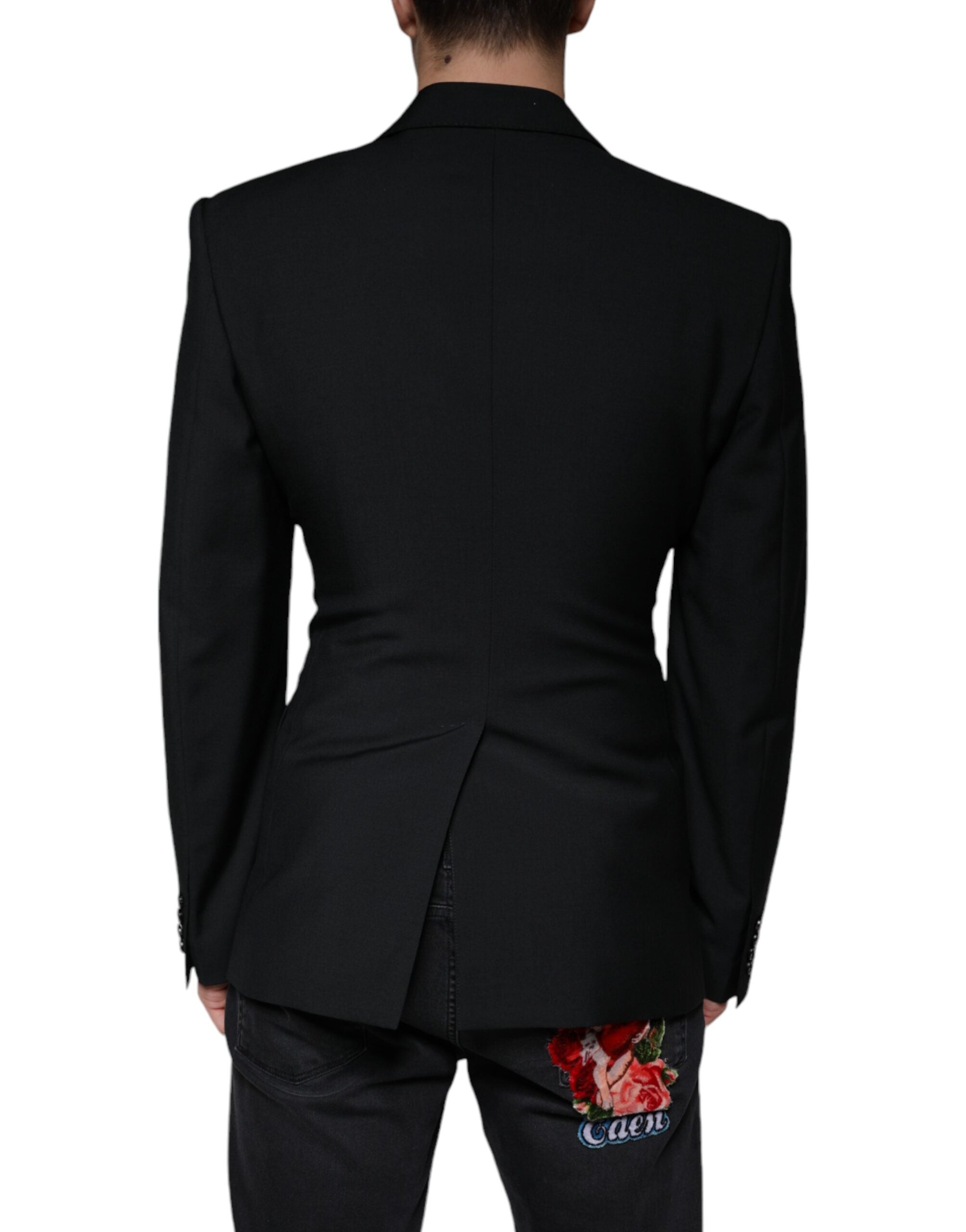 Dark Gray White Single Breasted Dress Blazer