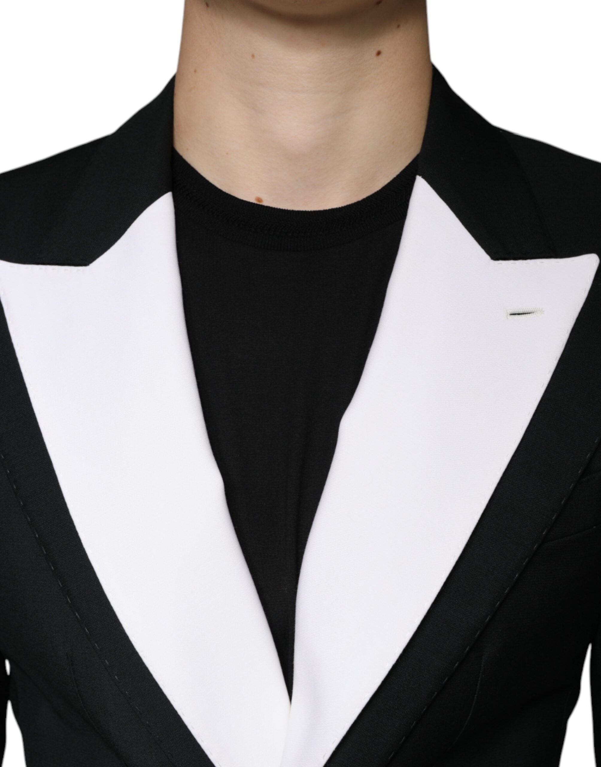 Dark Gray White Single Breasted Dress Blazer