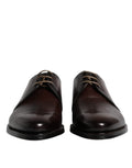 Brown Leather Lace Up Men Derby Formal Shoes