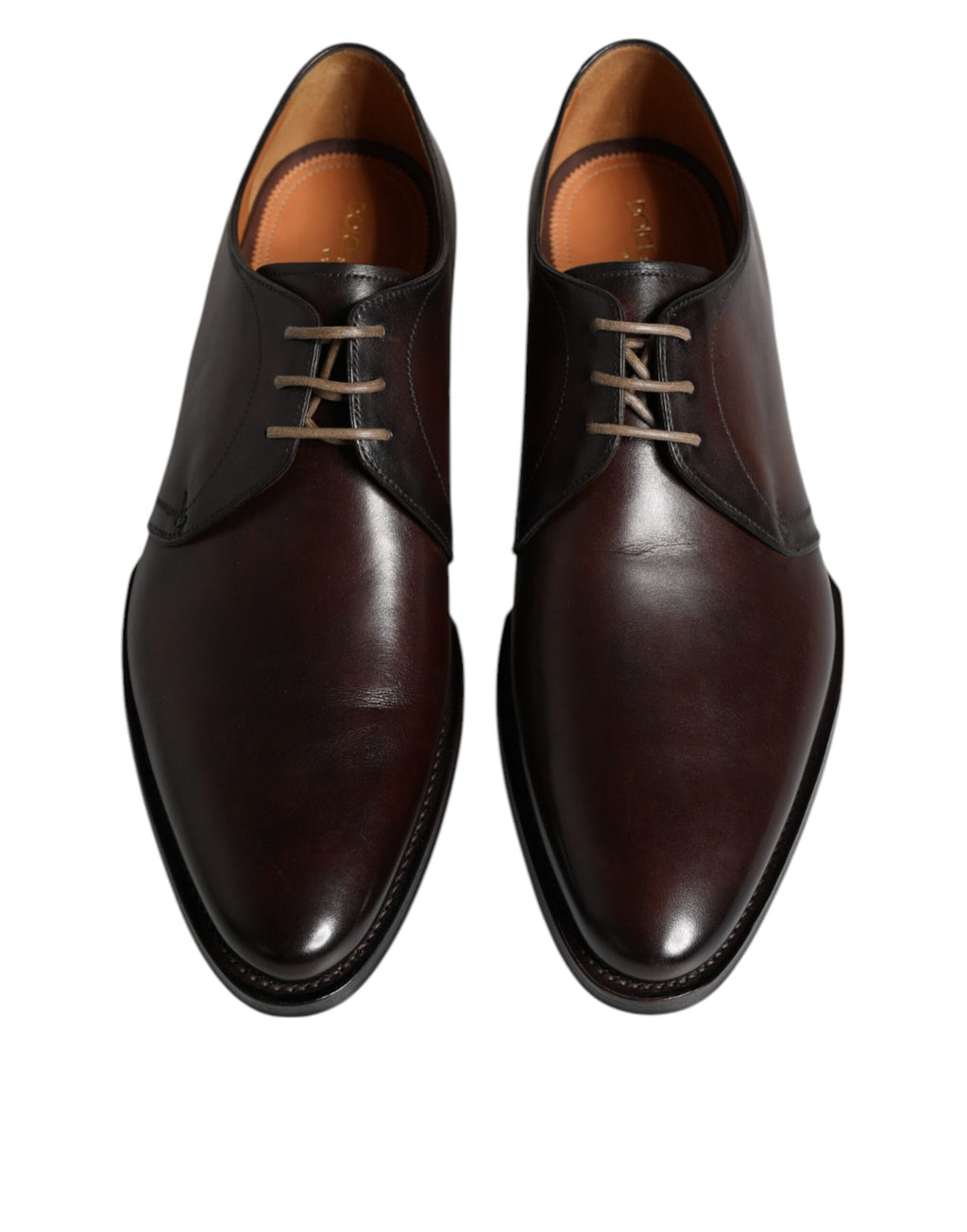 Brown Leather Lace Up Men Derby Formal Shoes