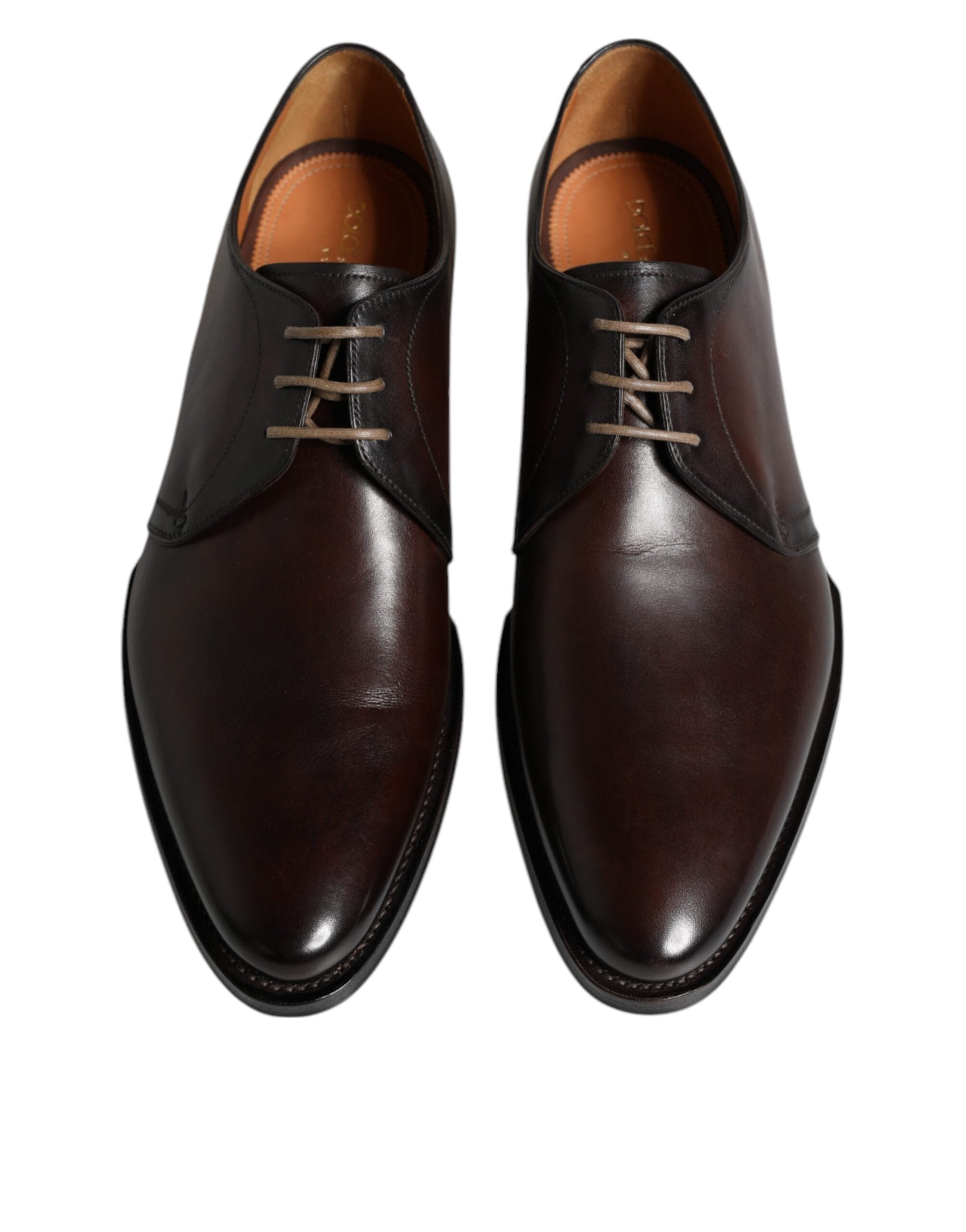 Brown Leather Lace Up Men Derby Formal Shoes
