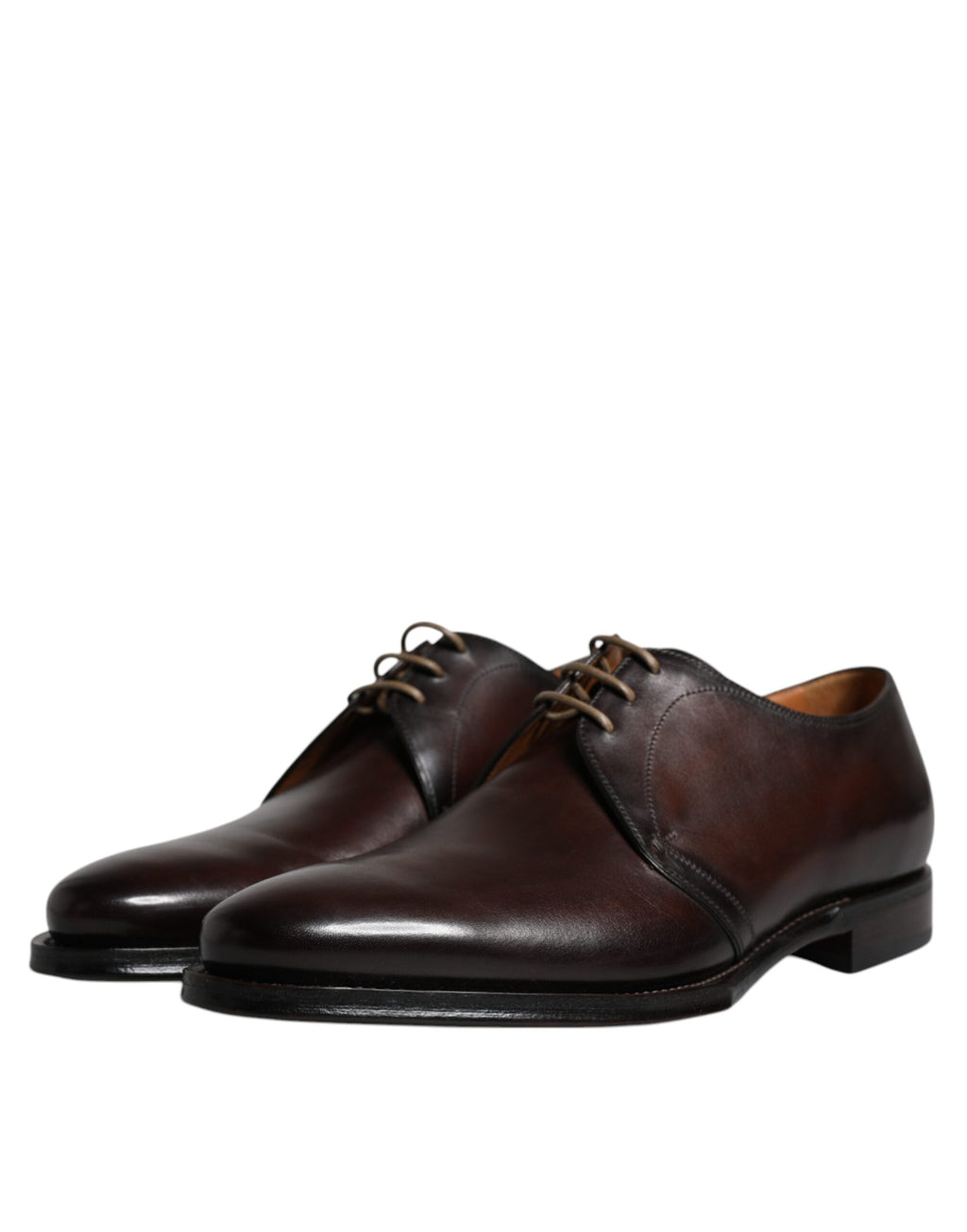 Brown Leather Lace Up Men Derby Formal Shoes