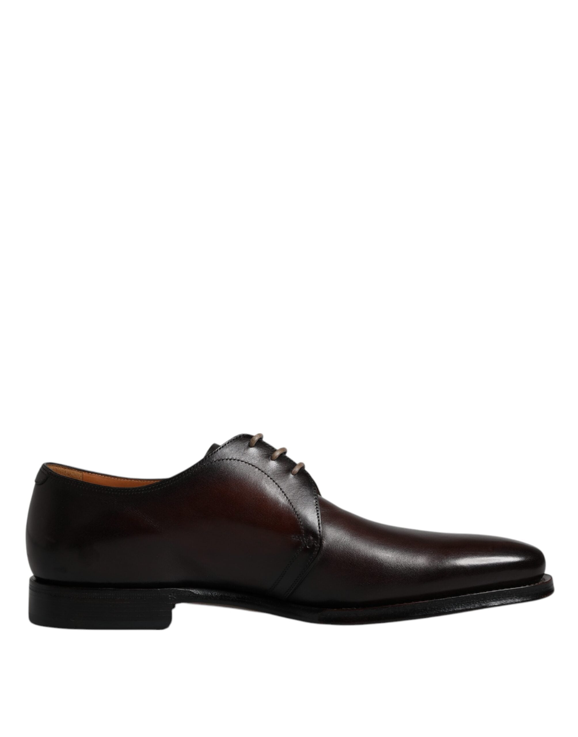Brown Leather Lace Up Men Derby Formal Shoes