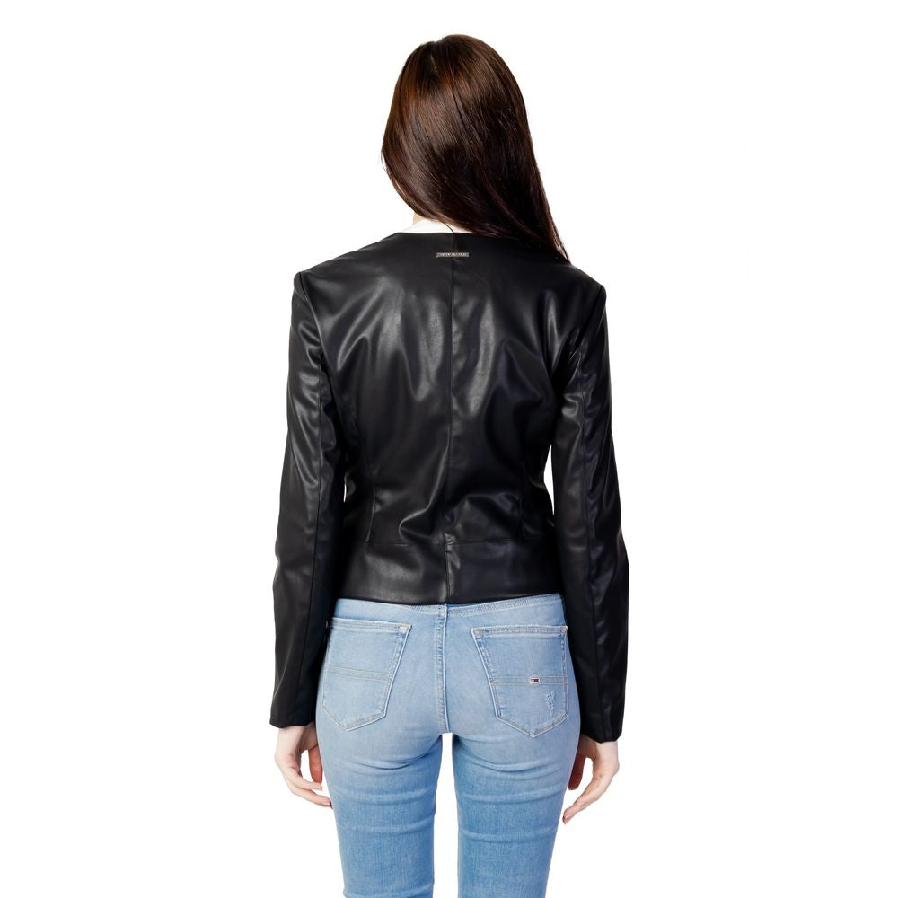 Black Polyester Leather Jacket
