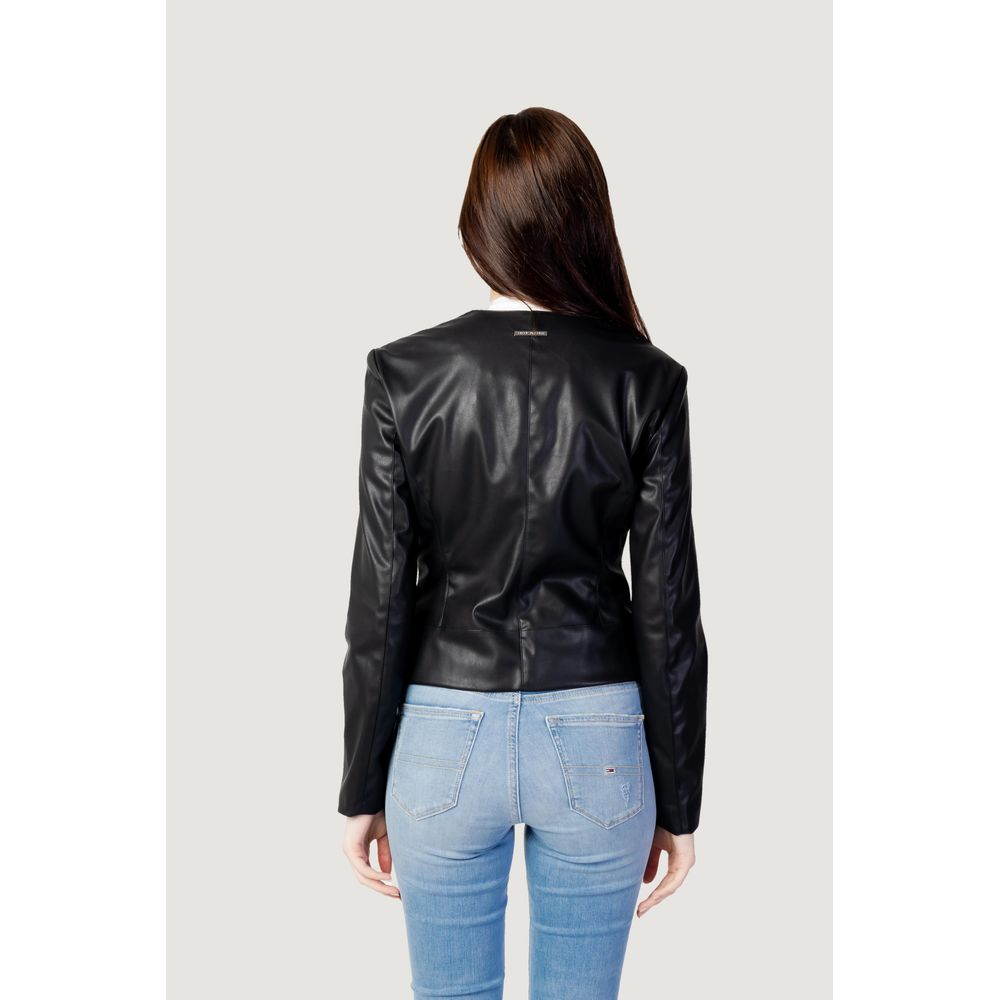 Black Polyester Leather Jacket