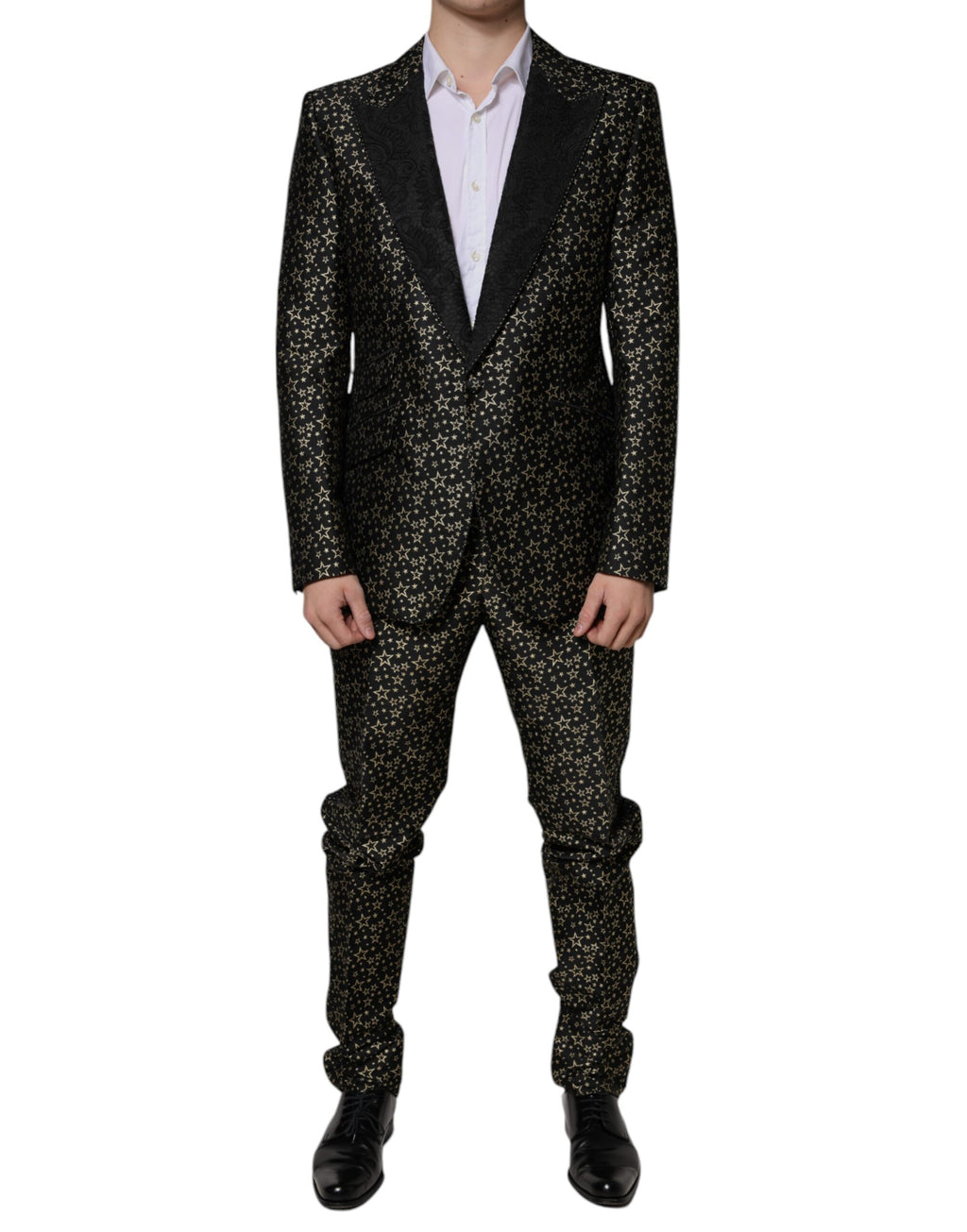 Dark Gray Stars Jacquard SICILIA 2 Piece Suit