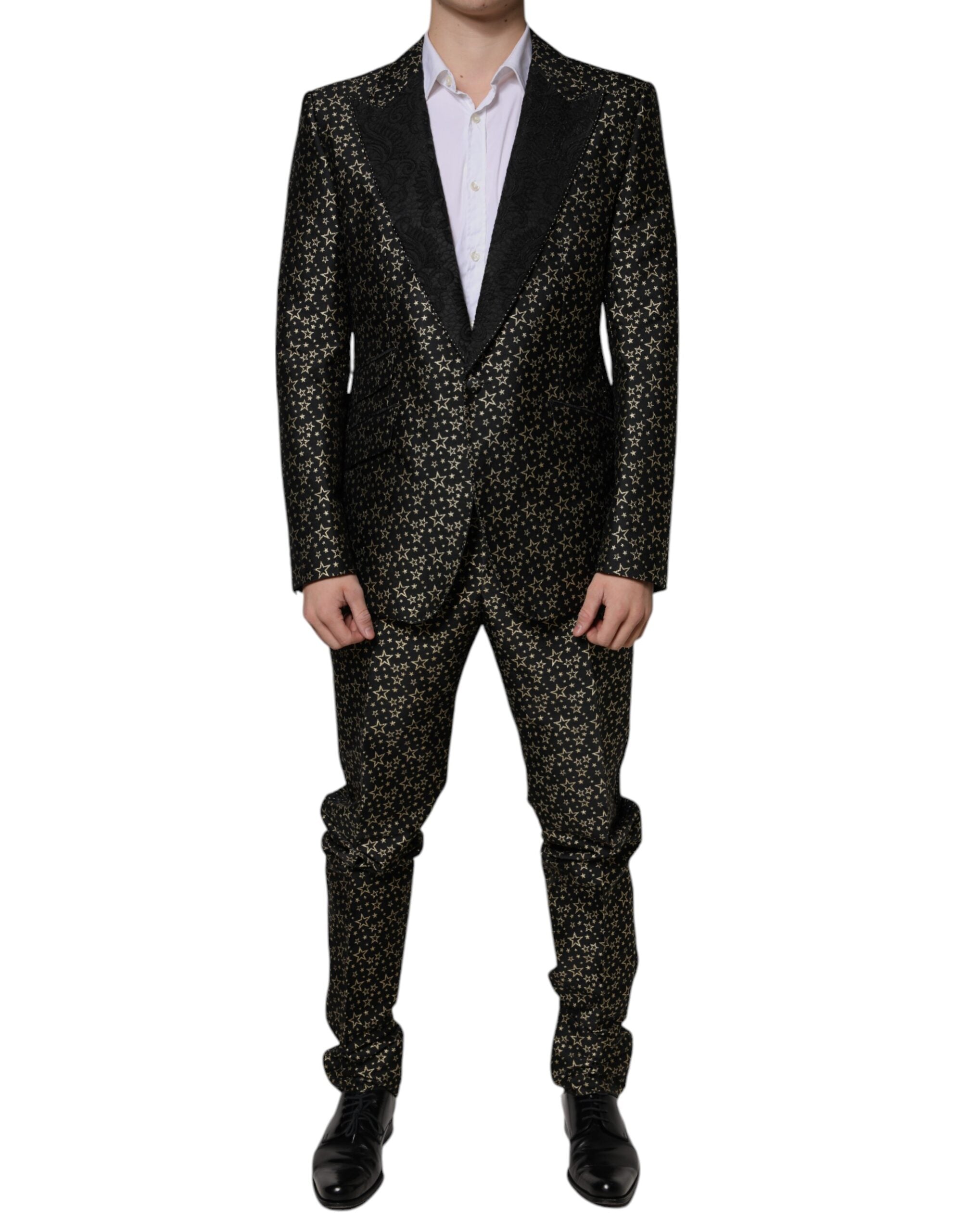 Dark Gray Stars Jacquard SICILIA 2 Piece Suit