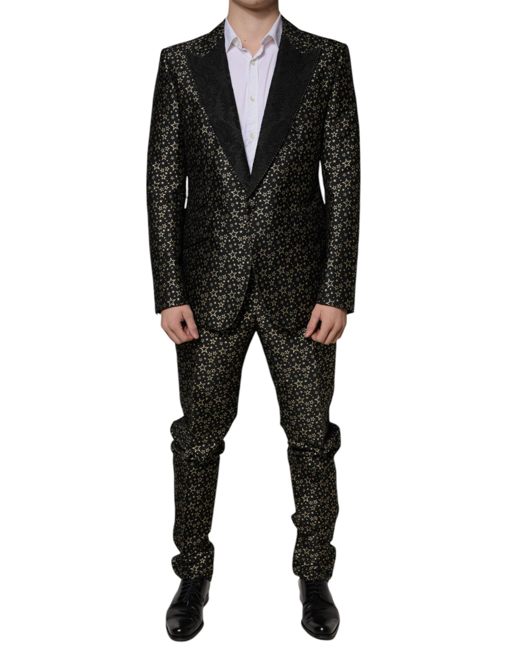 Dolce & Gabbana Dark Gray Stars Jacquard SICILIA 2 Piece Suit