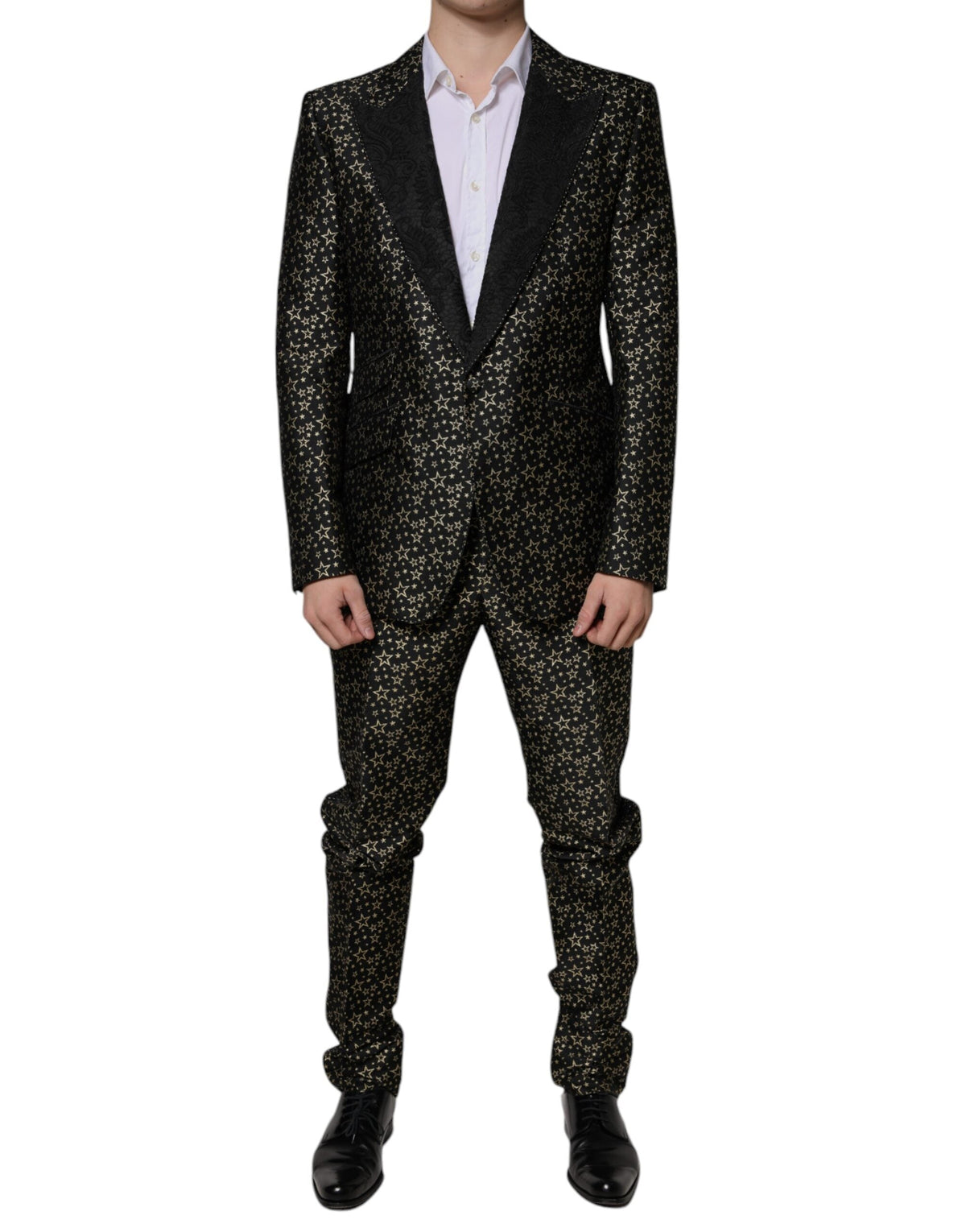 Dolce & Gabbana Dark Gray Stars Jacquard SICILIA 2 Piece Suit