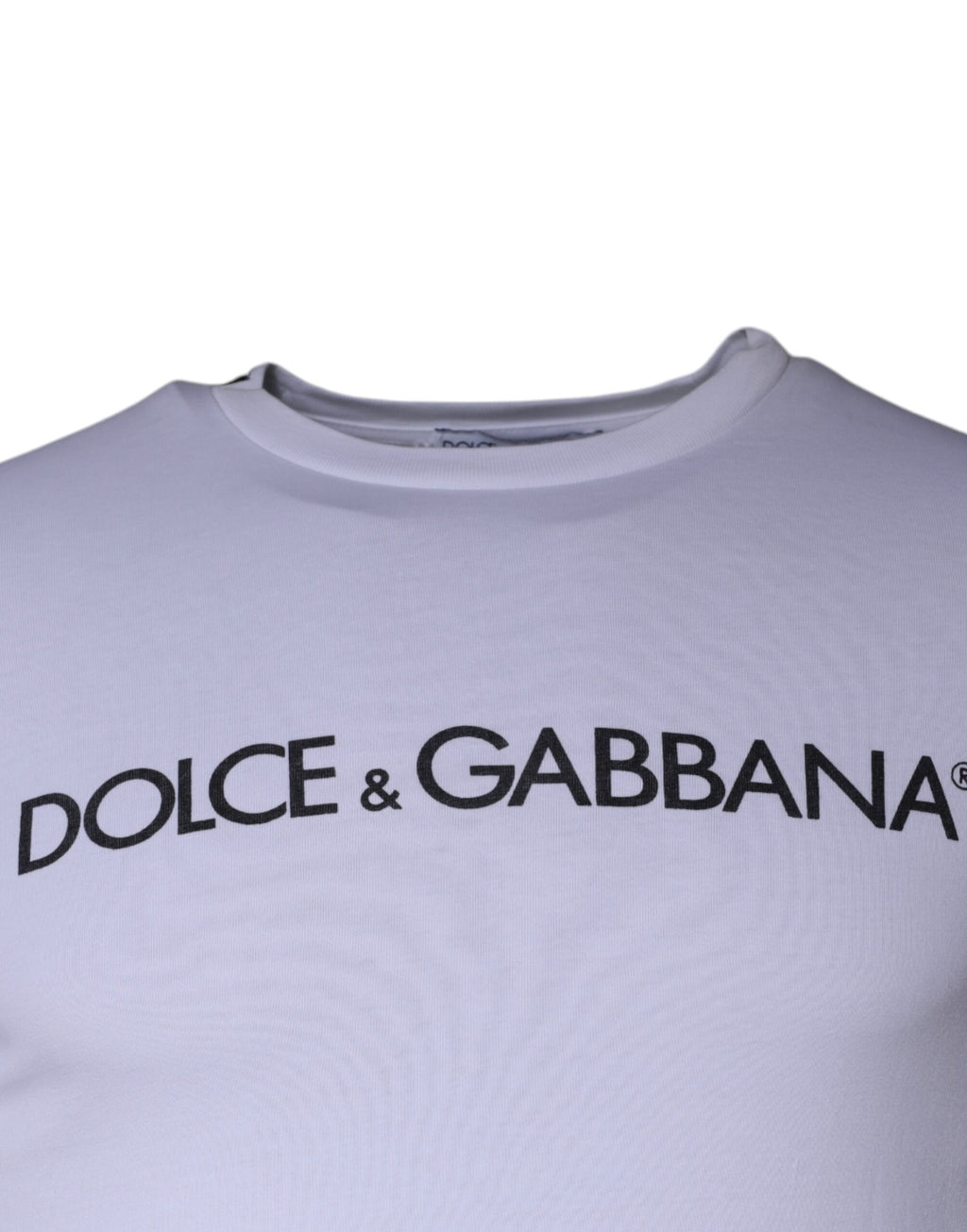 White Logo Print Cotton Crew Neck T-shirt