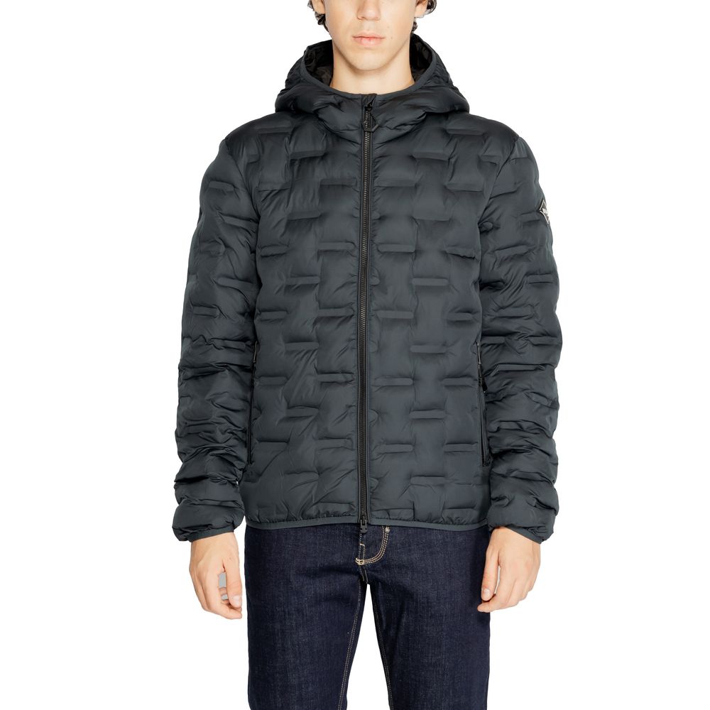 Blue Polyester Full-Length Jacket