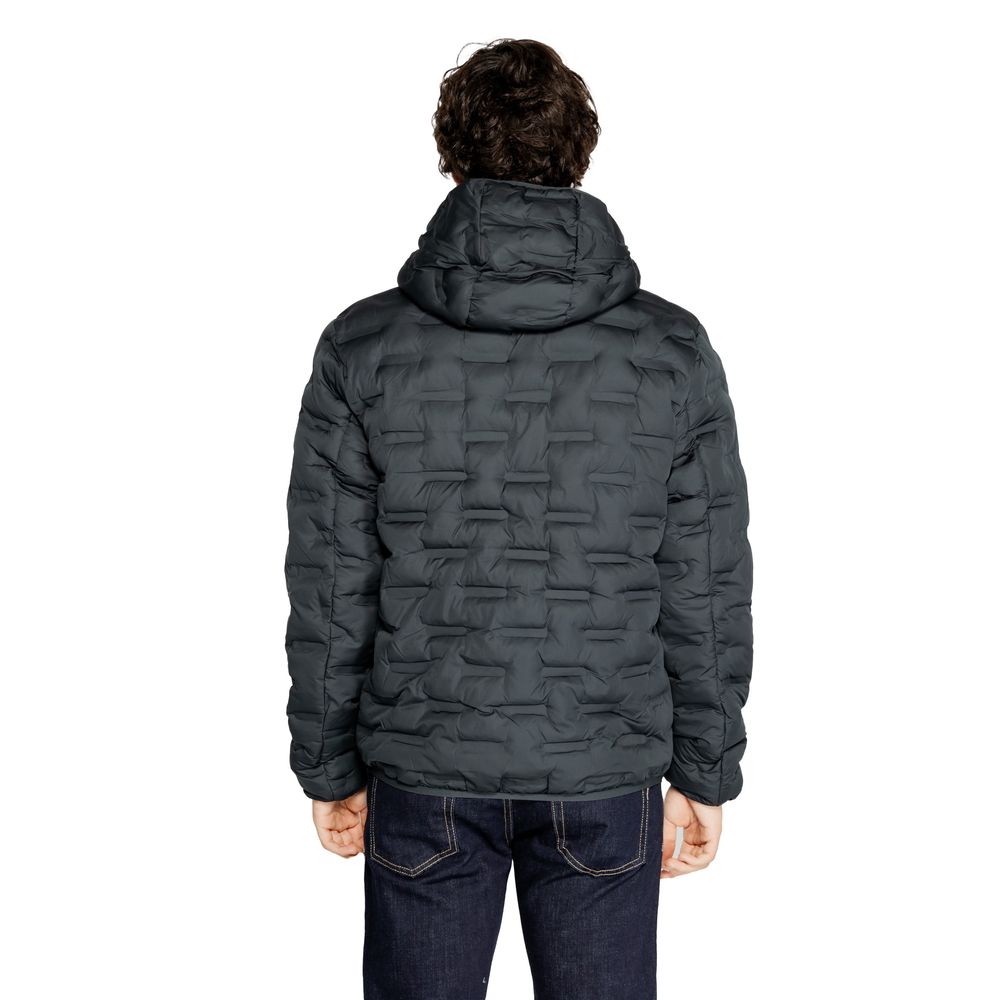 Blue Polyester Full-Length Jacket