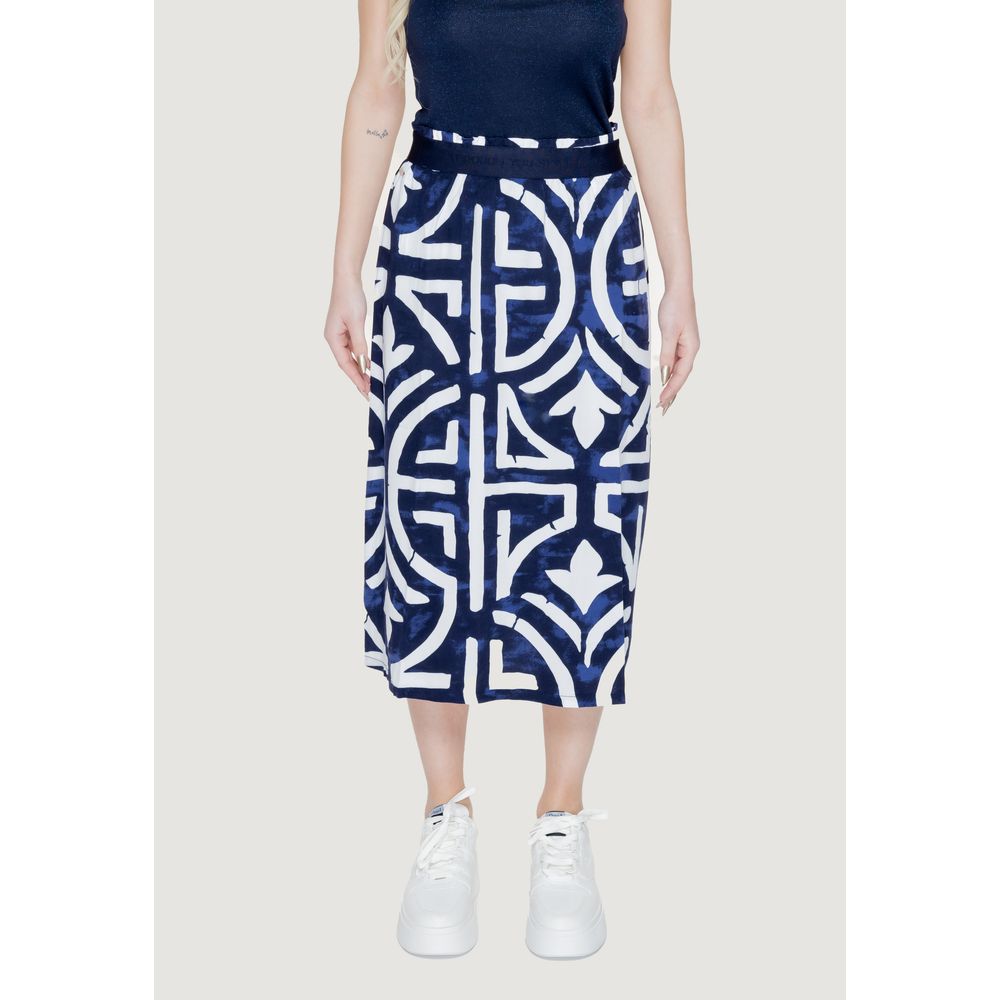 Blue Viscose Long Skirt