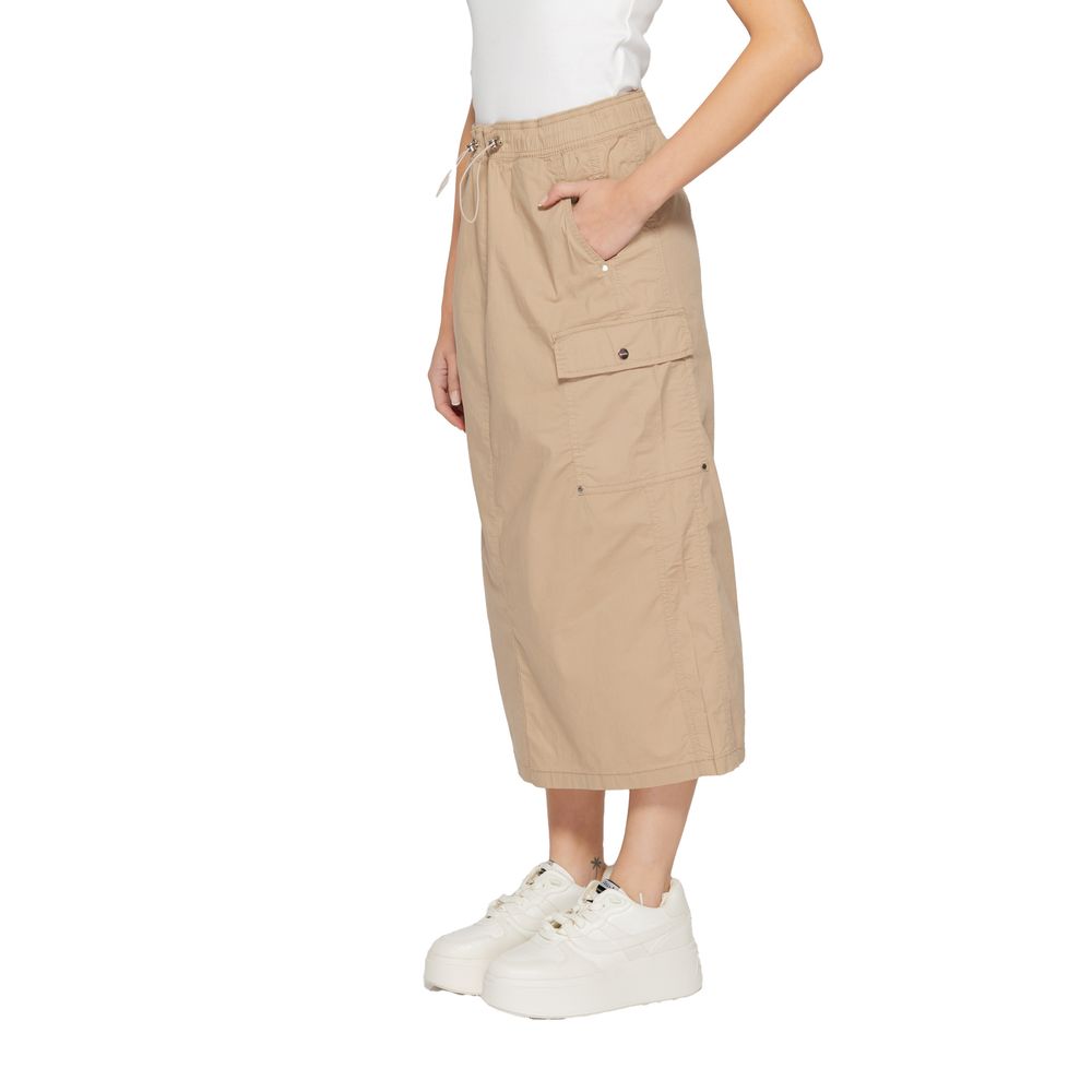 Beige Cotton Midi Skirt