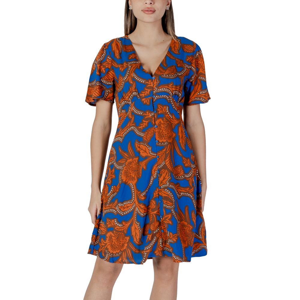 Blue Viscose Midi Dress
