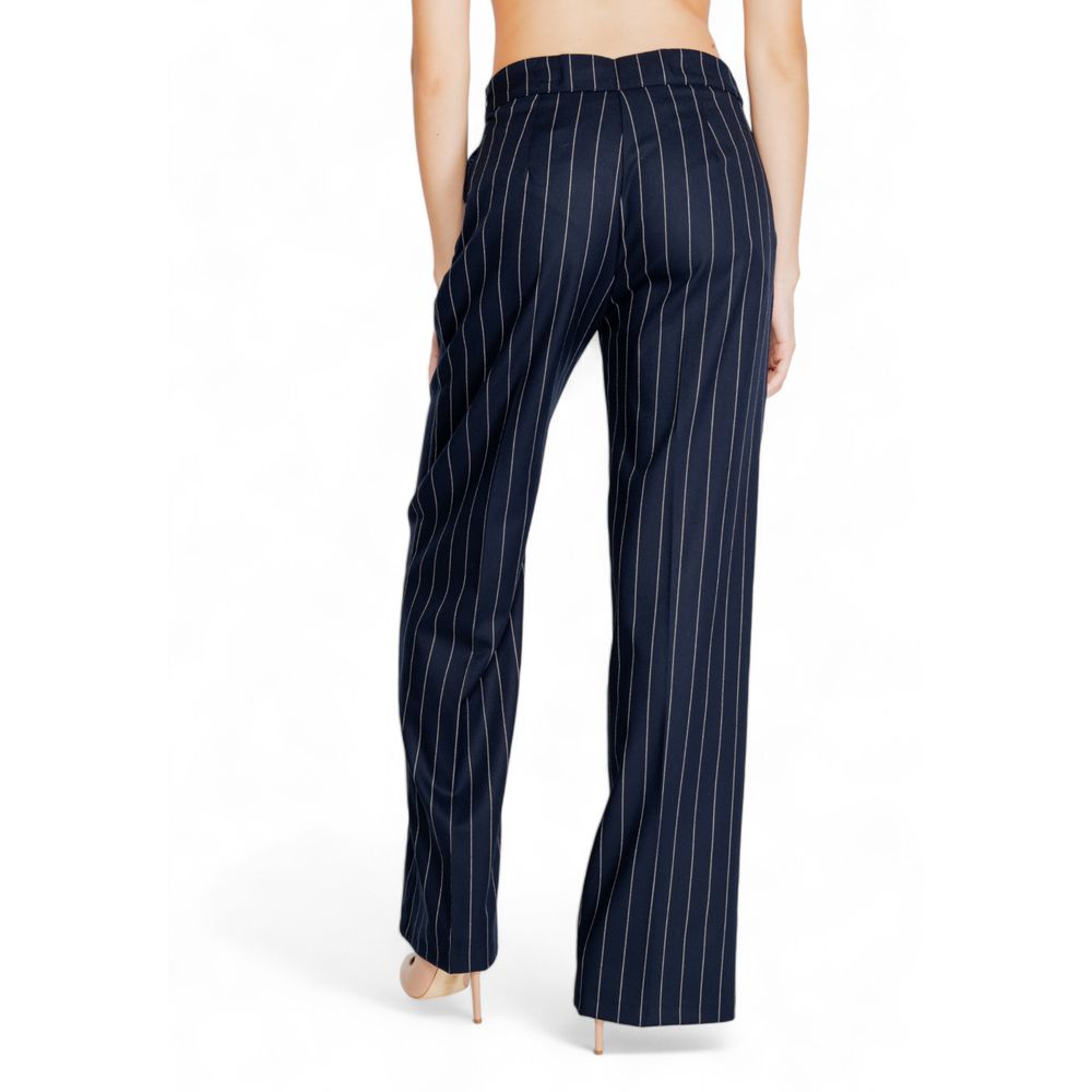 Blue Polyester Dress Pants