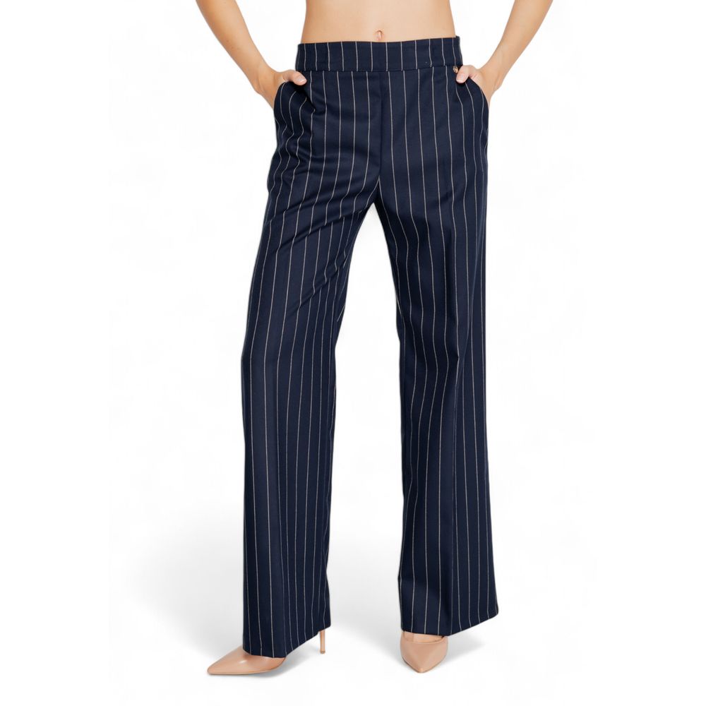 Blue Polyester Dress Pants