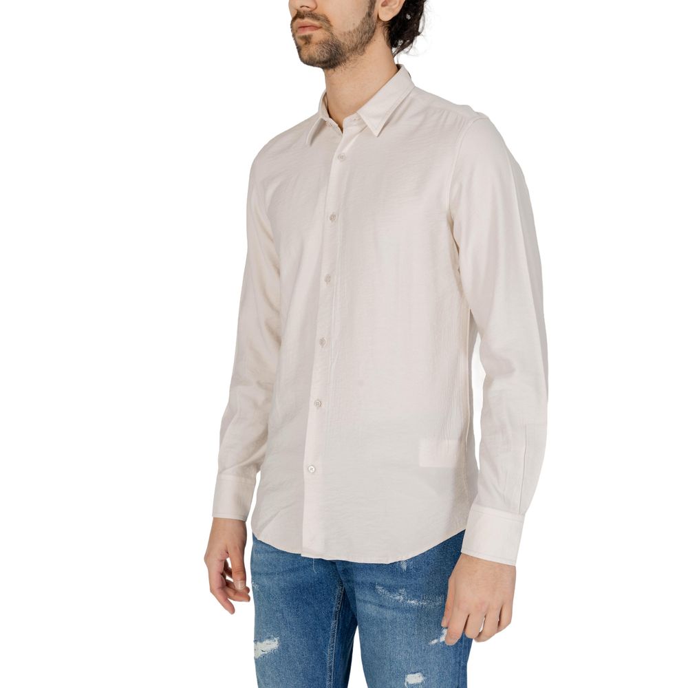Beige Viscose Dress Shirt