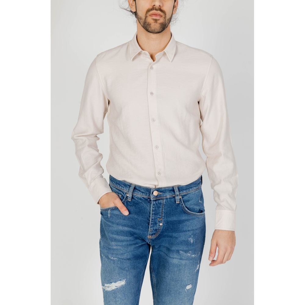 Beige Viscose Dress Shirt