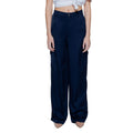 Blue Viscose Casual Pants