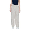 Beige Linen Flared Pants
