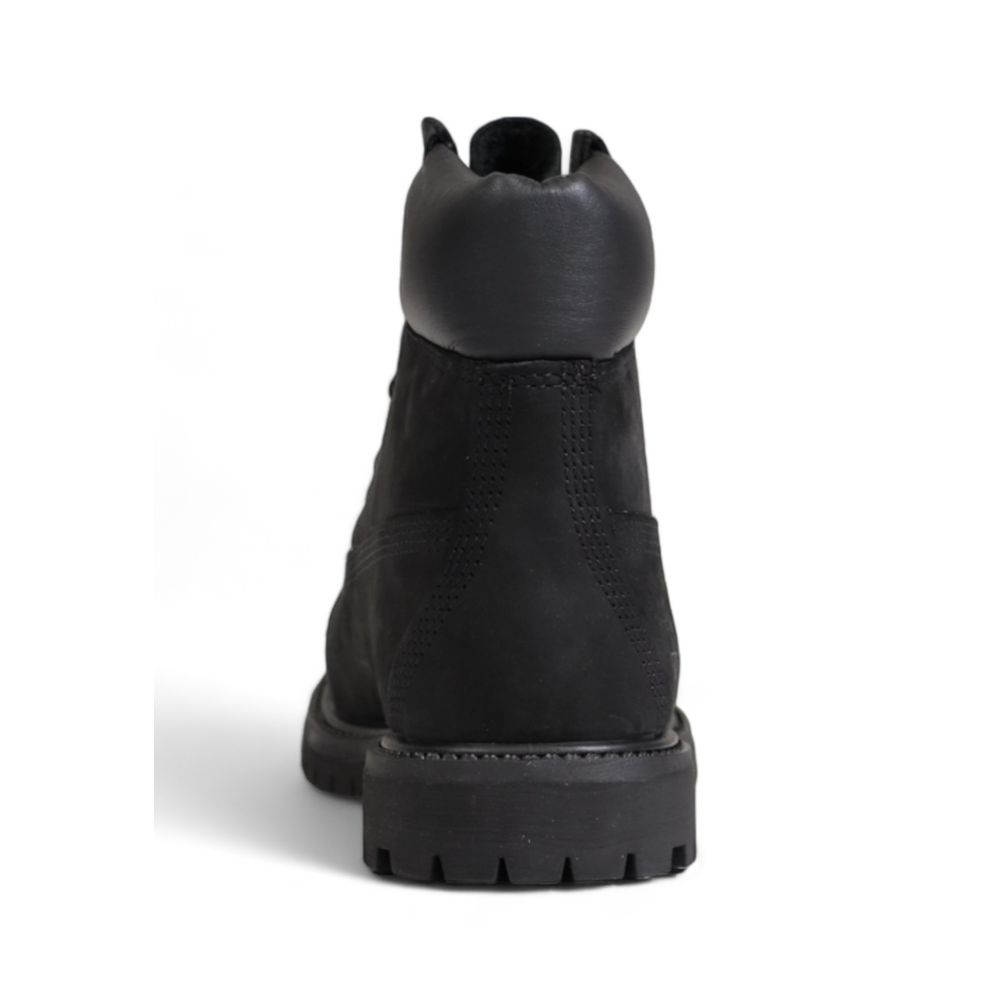 Black Recycled Leather Lace-Up Boots