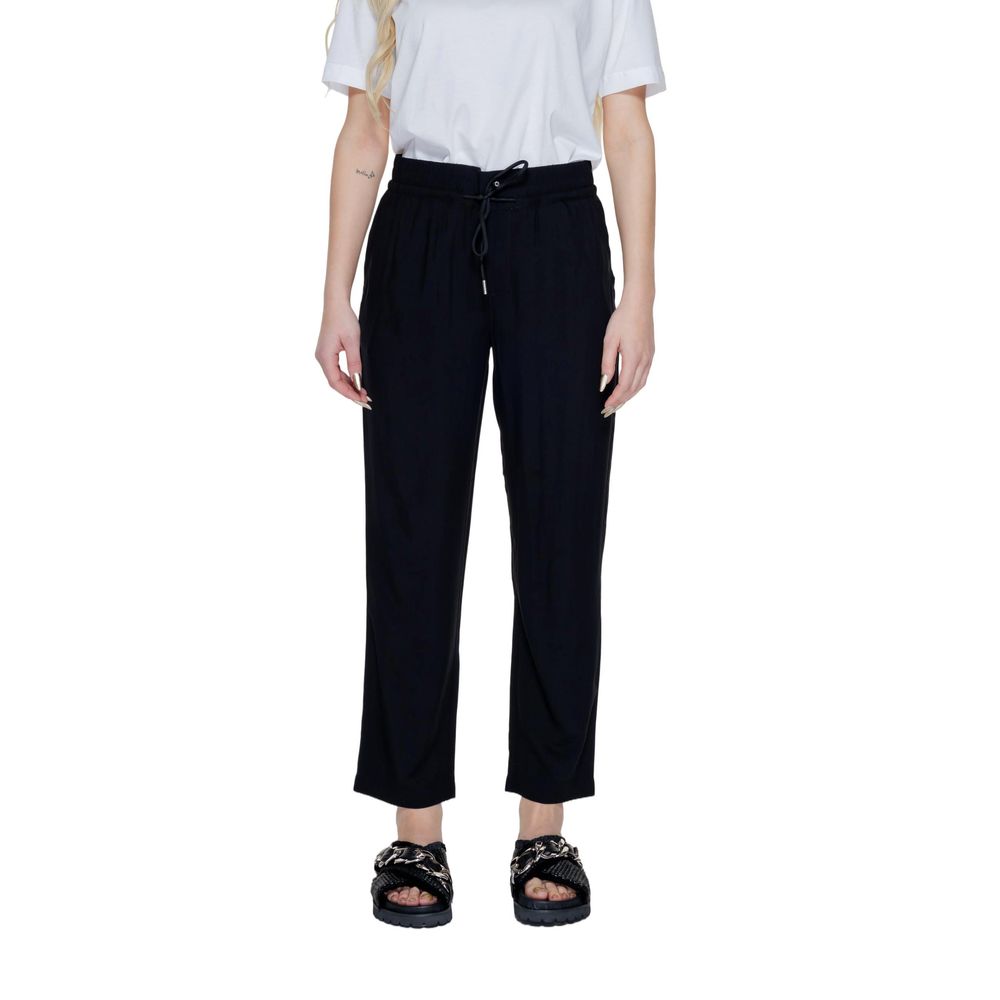 Black Viscose Casual Pants