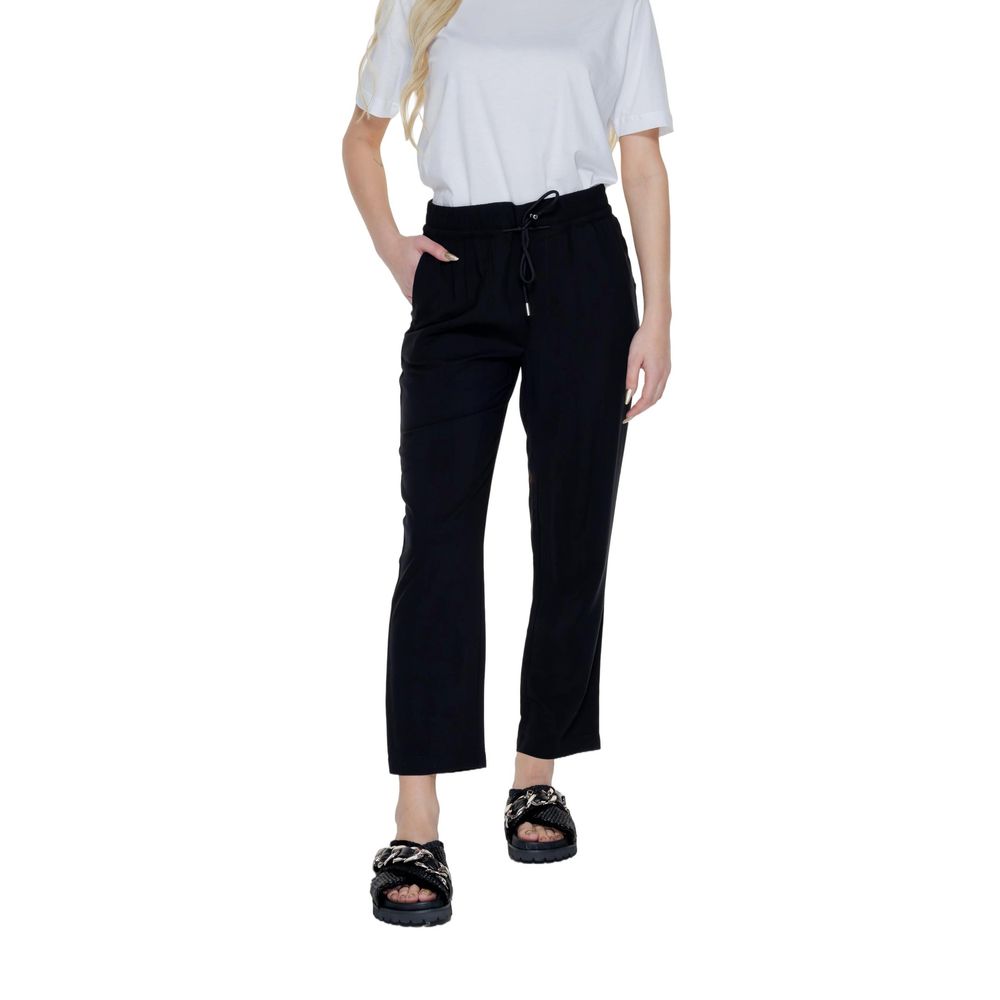 Black Viscose Casual Pants