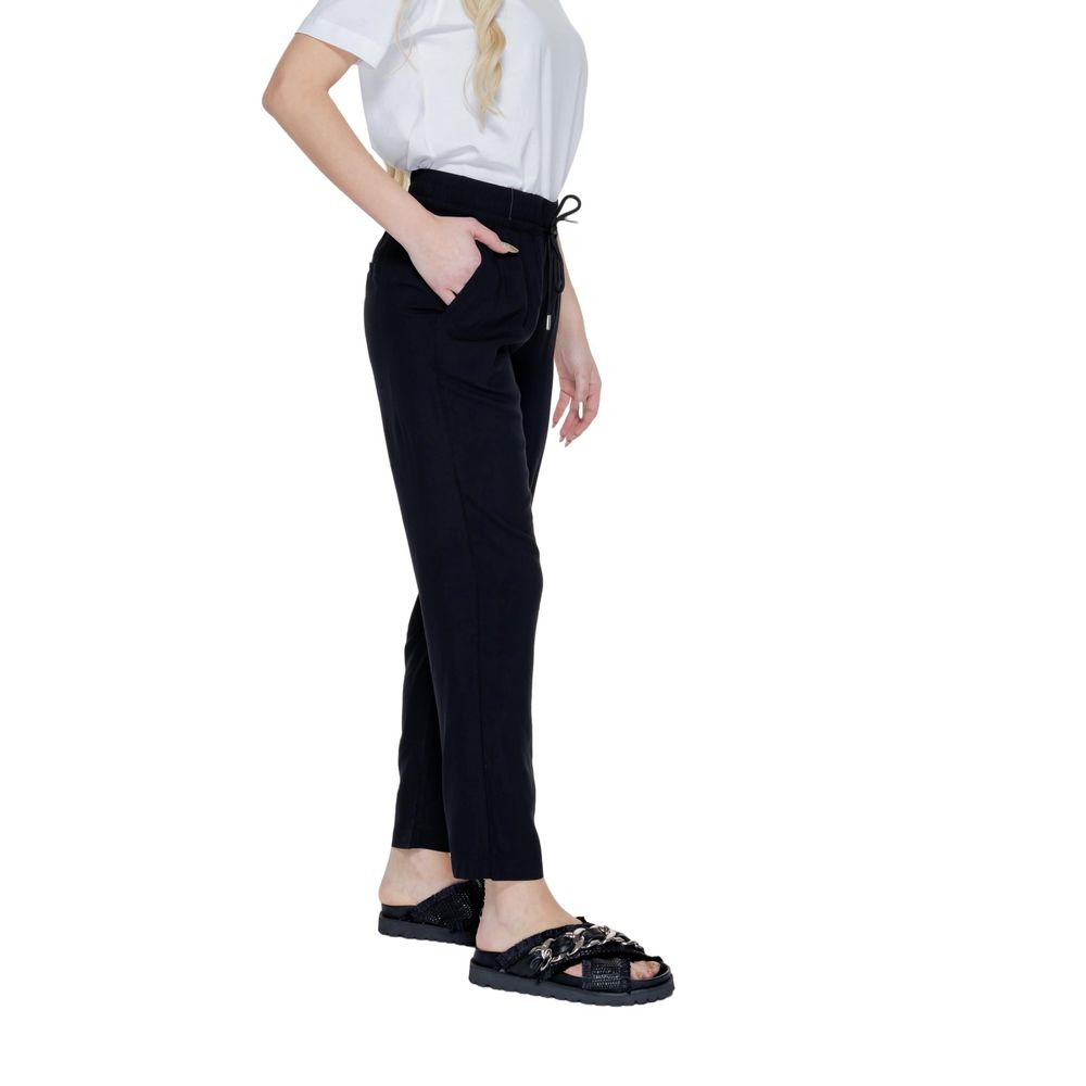 Black Viscose Casual Pants
