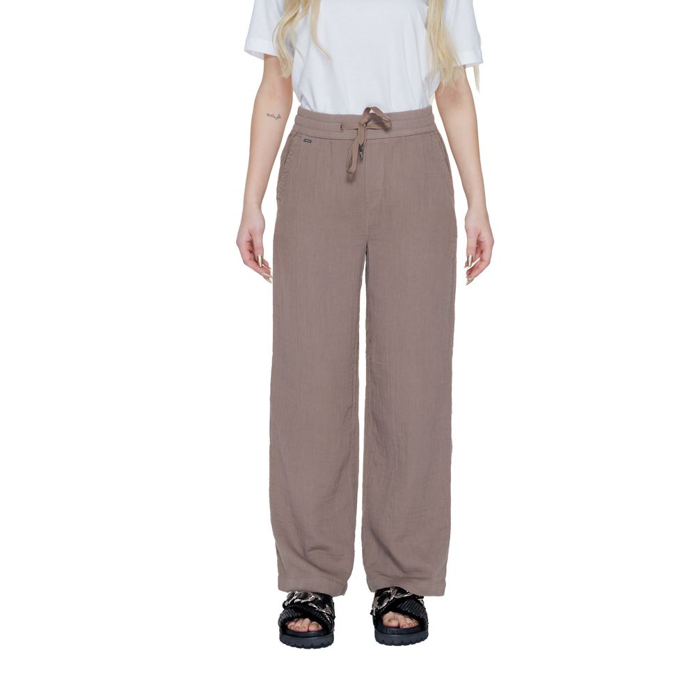 Brown Cotton Casual Pants