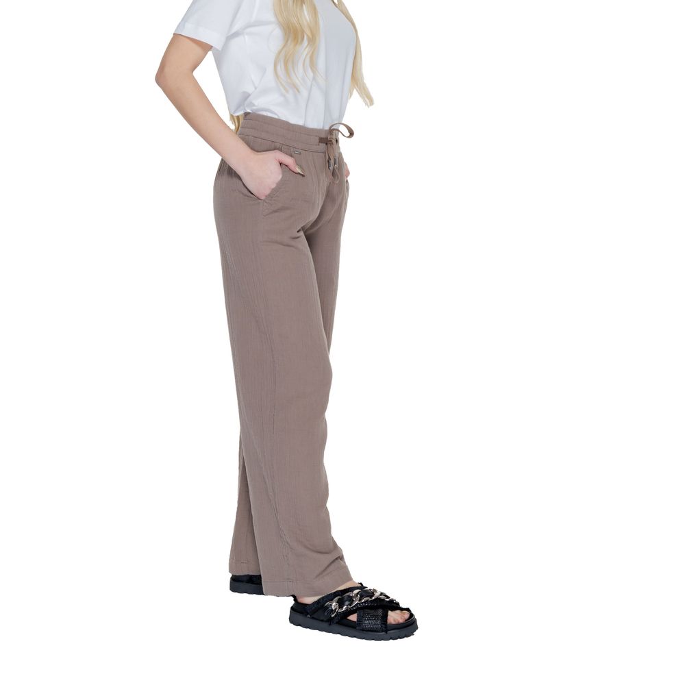 Brown Cotton Casual Pants