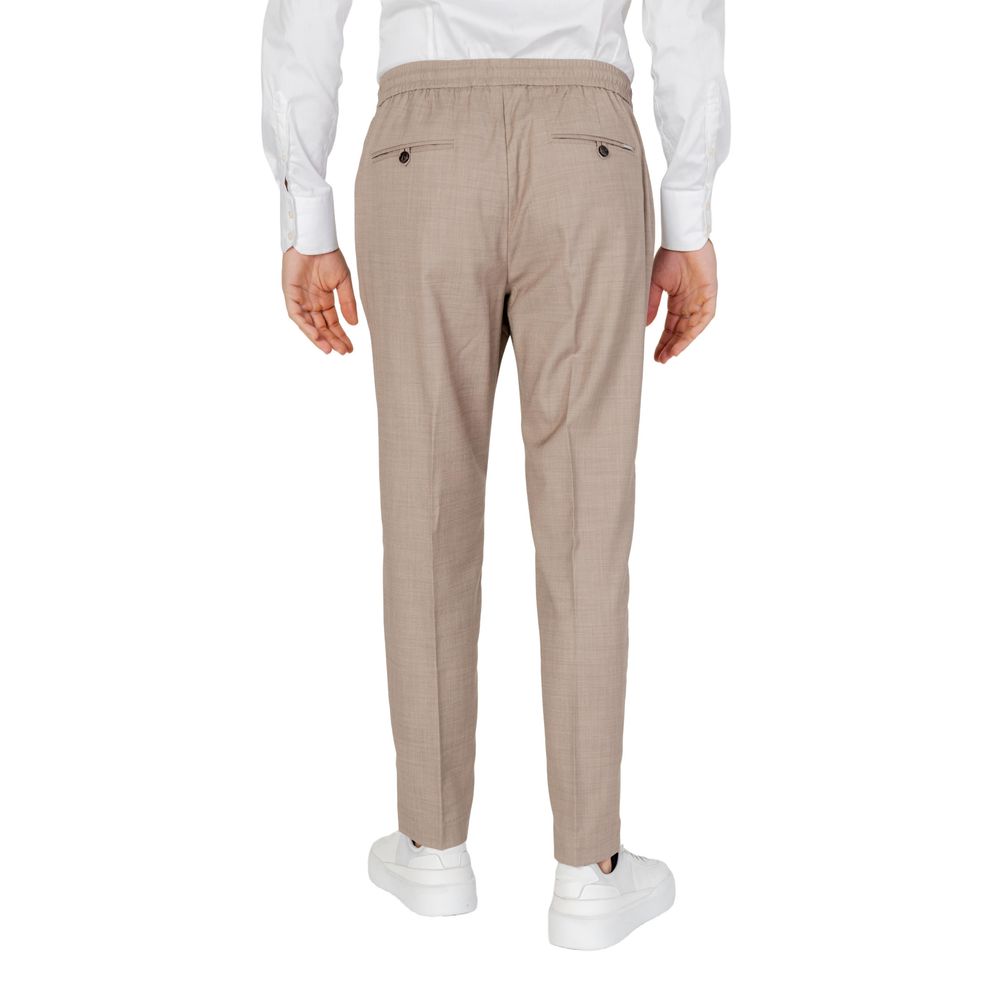 Beige Polyester Casual Pants