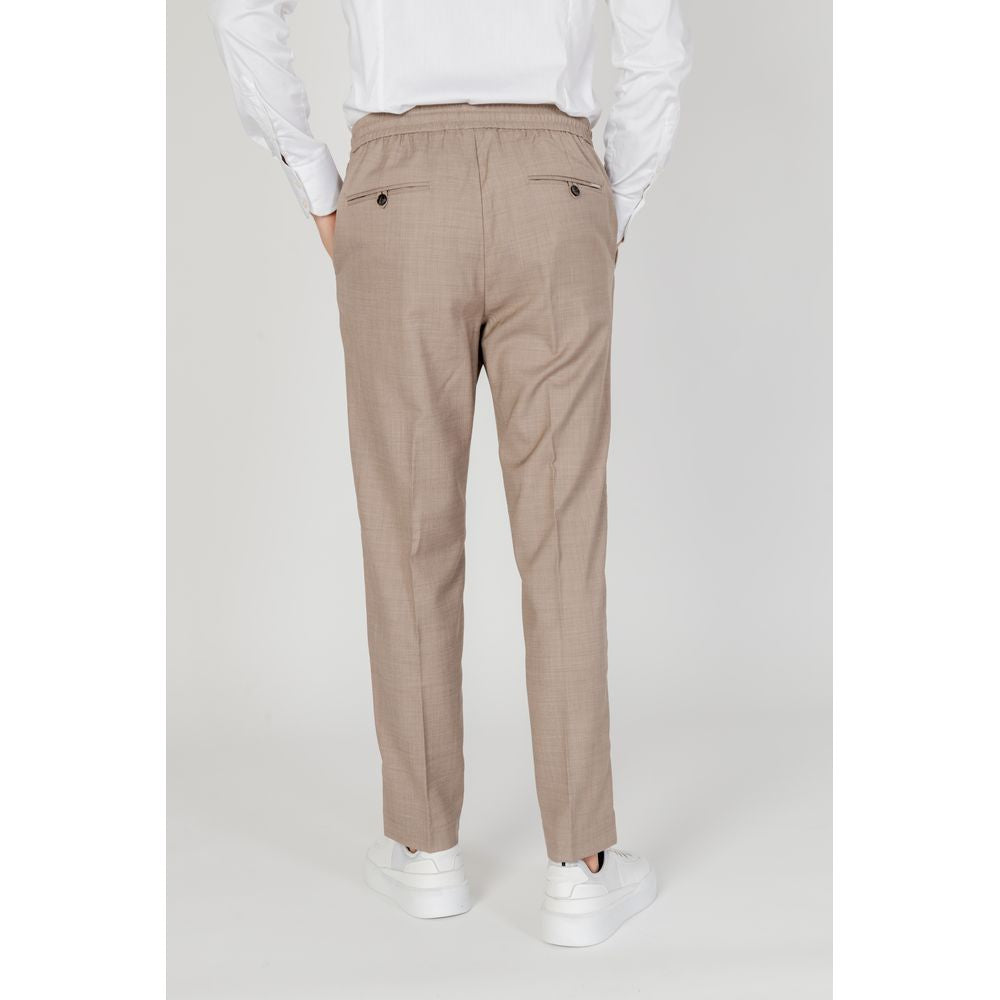 Beige Polyester Casual Pants
