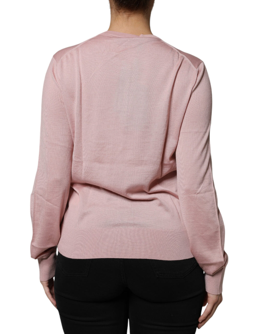 Pink Wool Knit Button Down Cardigan Sweater