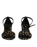 Gold Leopard Lurex Ankle Strap Heels Sandals Shoes