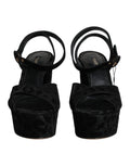 Black Leopard Platform Heels Sandals Shoes