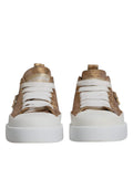Gold White Logo Low Top Sneakers Shoes