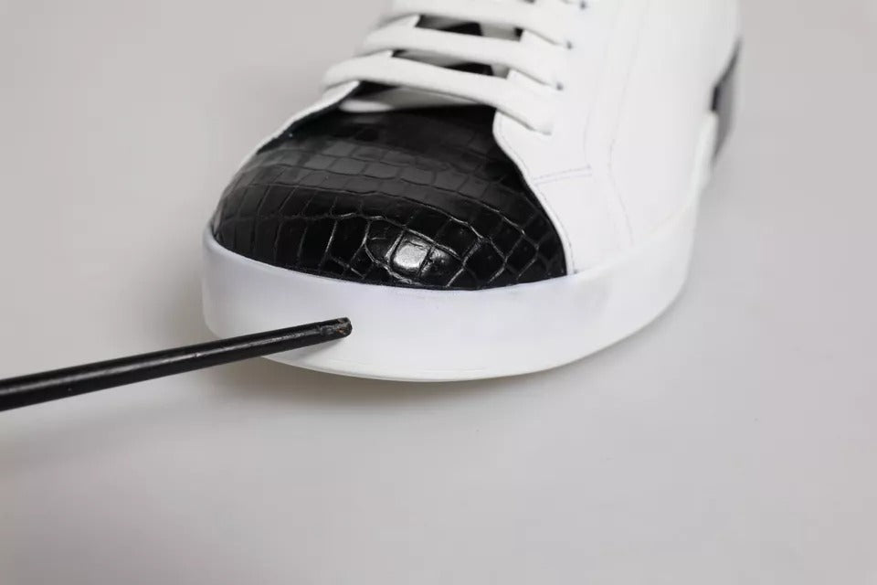 White Leather Logo Portofino Sneaker Shoes