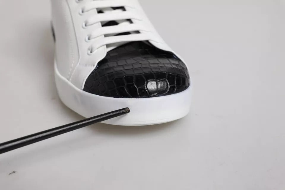 White Leather Logo Portofino Sneaker Shoes